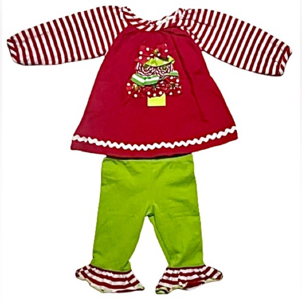 NWOT Baby Girls Matching Christmas Outfit- Size 6/9M